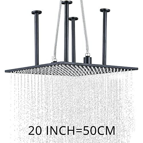 Shower Kits, Thermostatic Shower System LED 20"" Square Rainfall Shower Head System with Handheld Combo Set, Embedded Installation Black Shower Faucet Set Complete, (2 S?tt A)