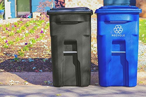 Toter 25564-R1209 Residential Heavy Duty Two Wheeled Trash Can, Blackstone, 64 Gallon
