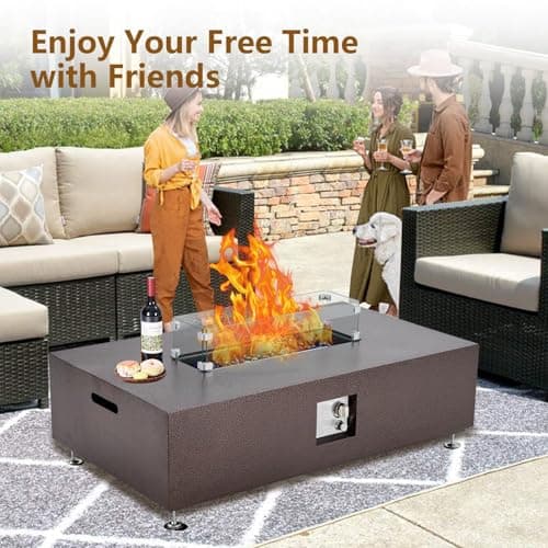 48 - Inch Outdoor Propane Fire Pit Table with Piezo Ignition and Dual - Function Design for Patio, Deck and Garden