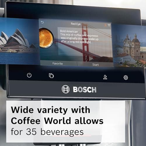 Bosch 800 Series Fully Automatic Espresso Machine – 35 Drinks, Cold Brew, Double Cup, Milk Hose, Ceramic Grinder, Smart Features, in Black