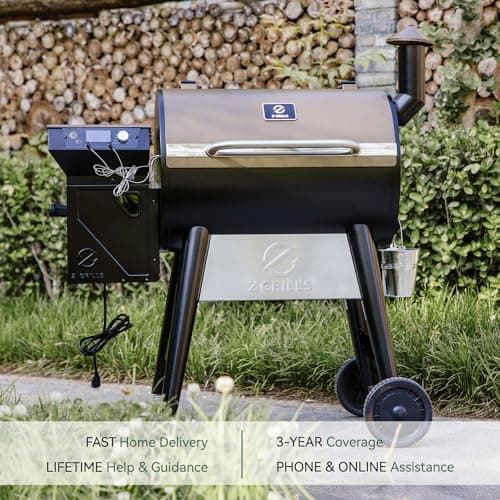 Z GRILLS Wood Pellet Grill Smoker with PID 2.1 Controller, 704 Cooking Area, Meat Probes, Rain Cover for Outdoor BBQ, 7002C