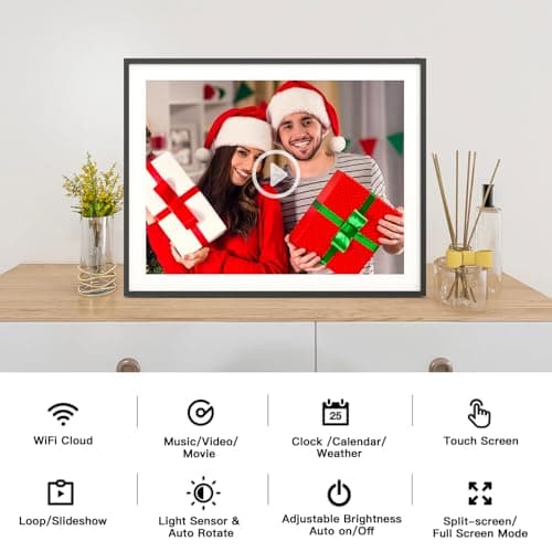 19-inch Digital Picture Frame Large-Photo-Frame - 64GB Dual-WiFi Digital Frame, Light Sensor, Full Function, Sharing Photos Videos via App or Email Instantly, Unlimited Cloud Storage, Wall Mountable