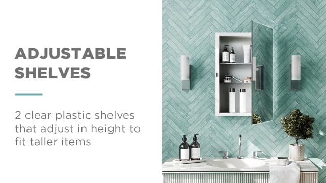 Zenna Home Bathroom Medicine Cabinet with Mirror, Frameless Bathroom Wall Cabinet with 2 Adjustable Shelves, Steel Body, Recessed Installation, 16 x 26 Inches