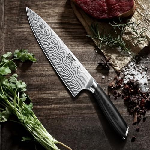 5 Pieces Knife Set, Professional Powder Steel Chef Knife Set, Ultra Sharp Japanese Kitchen Knives Set with Ergonomic Pakkawood Handle