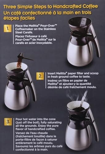 Melitta Pour-Over Coffee Brewer & Stainless Steel Carafe Set with Coffee Filters, 42 Ounce Set