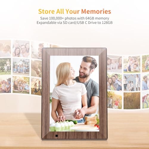 10.1 Inch Smart Digital Picture Frame,1280x800 HD IPS Touch Screen,64GB Large Storage,2GB RAM, WiFi Digital Photo Frame Load from Phone, Motion Sensor, Auto-Rotate, Digital Frame
