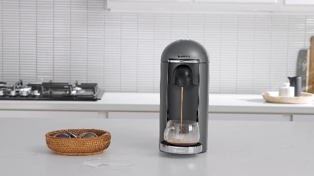 Nespresso Vertuo Plus Deluxe Coffee and Espresso Maker by Breville, Titan with Aeroccino Milk Frother