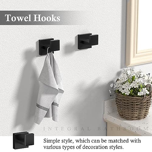 10-Pieces Matte Black Bathroom Accessories Set, 23.6 Inch Bath Towel Bar Set, SUS 304 Stainless Steel Bathroom Hardware Set, Towel Racks for Bathroom Wall Mounted.