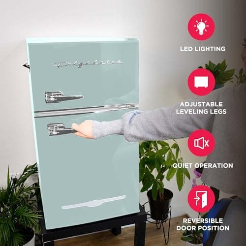 Frigidaire EFR840 Retro Mini Fridge with Freezer & Side Bottle Opener - Small 2 Door Refrigerator for Office Bar or College Dorm Room - 3.2 Cu Ft, Mint