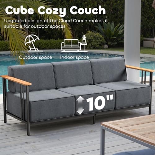 Luxury Outdoor Furniture Set with Swivel Chairs, 7 PCS Patio Furniture Set with Extra Thick Cushions, Suitable for Porch, Balcony, Deck, Patio, Yard, Poolside, Black/Grey