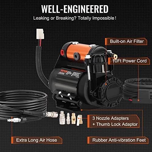 VEVOR Onboard Air Compressor Kit 150PSI Offroad Air Compressor Portable Tire Inflator Heavy Duty 3.5CFM Air Pump for Jeep SUV 4x4 Vehicle Compatibility with Air tools, Air horns, Lockers