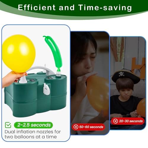 PCFING Balloon Pump Electric, Portable 3-in-1 Air Pump Inflator Blower Machine for Latex 260q Foil All Balloons & Quick-Fill Inflation and Deflation for Air Mattress, Inflatables Pool, Airbeds, Floats