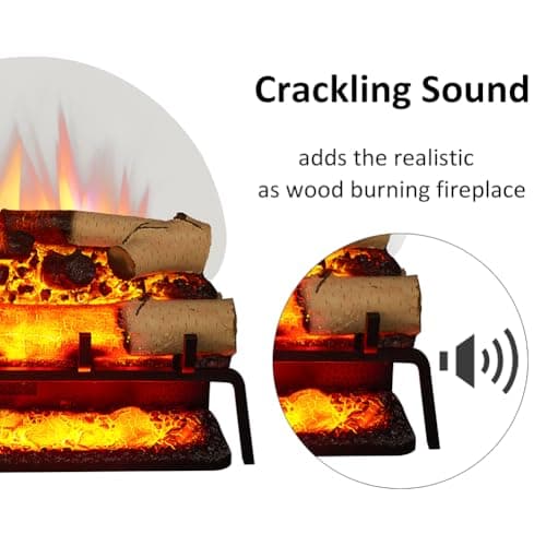 LegendFlame 23" W Free Standing Electric Fireplace White Birch Log Set (EF290A-WB), Fireplace Insert, Heater 750W/1500W, Crackling Sound, Remote Control