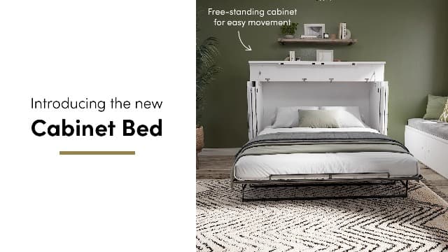 Bestar Nebula 75W Queen Size Murphy Cabinet Bed with Mattress in White, 75-inch Space-Saving Sleeping Arrangement for Multipurpose Guest Room or Home Office