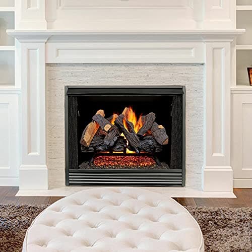 Duluth Forge FNVL24-1 Natural Gas Vented Fireplace Logs Set with Match Light, 55000 BTU, Heats up to 2000 Sq. Ft, Heartland Oak, 24 Inches