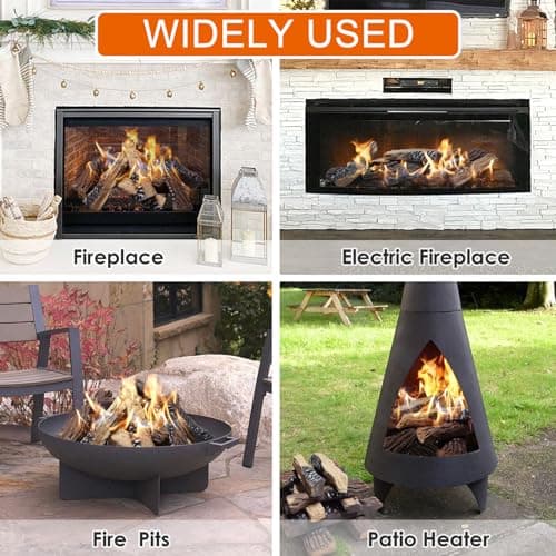 Skypatio 10-Piece Gas Fireplace Logs Set, Heat Resistant Realistic Ceramic Wood Logs for Indoor or Outdoor Fireplace, Fire Pit Decor, Lightweight & Portable
