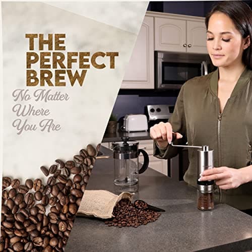 Manual Coffee Grinder — Hand Coffee Grinder with Adjustable Dragon Tooth Stainless Steel Conical Burr, No-Power, Manual Coffee Grinder for Drip Coffee, Espresso, French Press, and More!