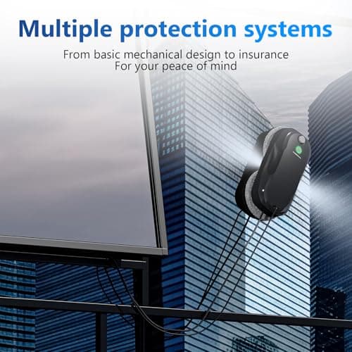 Tosima W5 Window Cleaning Robot, Dual Direction Auto-Spray Smart Window Cleaner with Triple Safety System, Smart Navigation, Remote Control, for All Smooth Surfaces, with 8 Rags, Black