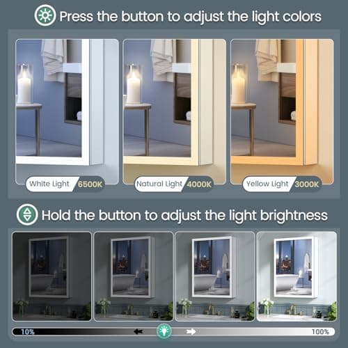 16x24 Inch Medicine Cabinet with Lights, Lighted Medicine Cabinet with Mirror, AL Alloy Frame, Hardwired, Recessed or Wall Mount, 3 Light Colors/Dimmable/Defog,2 Outlets&USBs, 2 Shelves