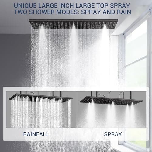 32” Luxury Thermostatic Full Body Shower System with 32-Inch Mist & Rainfall Shower Head & 6 Body Jets, Handheld, JetsBath Matte Black Two Person Shower Faucet Set, Smart Shower System for Couples
