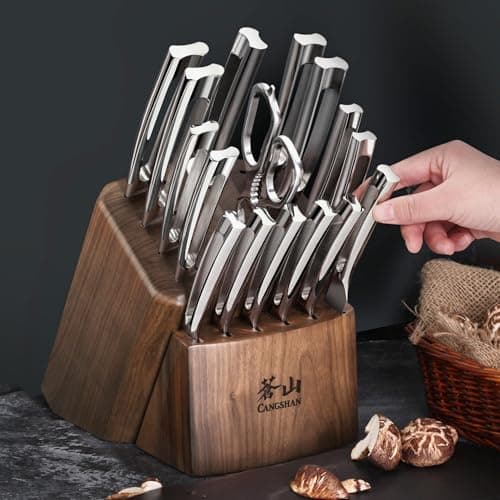 Cangshan N1 Series 1024784 German Steel Forged 17-Piece Knife Block Set, Walnut