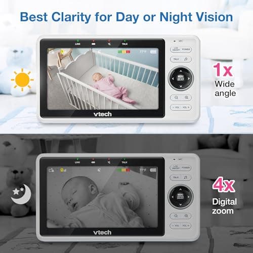 VTech Upgraded Smart WiFi Baby Monitor, 1080p FHD Camera and 5" HD IPS Display, Free App with Motion Video, Sound/Motion Detection and Notifications, Fully Remote Pan-Tilt-Zoom: VM901