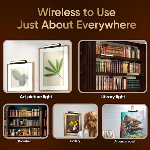 Concept Lighting 102L Concepdesigns Dimmable Wireless Picture Wall, Art, Library Light Battery Operated w/Remote Control, 11.5 inch, Antique Brushed Bronze