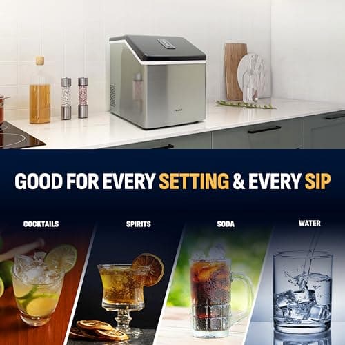 Newair Silver Countertop Ice Maker Machine, Compact Automatic Ice Maker, Cubes Ready in Under 15 Minutes, Portable Ice Cube Maker, Perfect for Home/Kitchen/Office/Bar