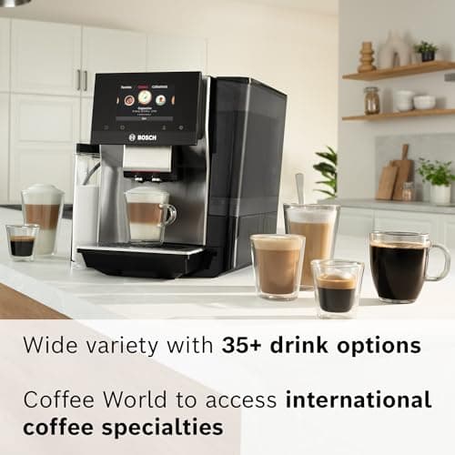 Bosch 800 Series Fully Automatic Espresso Machine – 36 Drinks with Coffee World, Cold Brew, Double Cup, Integrated Milk Container, Smart Features, in Stainless Steel