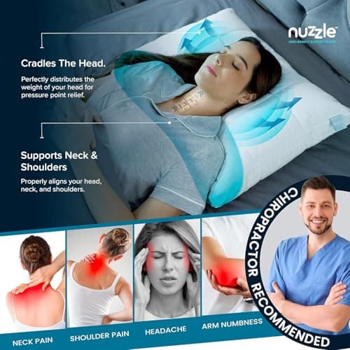 Nuzzle Cooling Adjustable Pillow for Side Sleepers, Luxury Standard Size Bed Pillow Hotel Collection - Best Adjust Height Soft Firm Pillow for Back, Stomach or Side Sleepers - Home Gifts