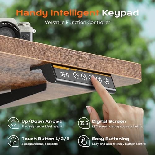 Huuger 55 x 28 Large Electric Standing Desk, Height Adjustable Computer Desk, 27.6" Deep Desktop, Stand up Gaming Office Desk with 2 Hooks, 3 Preset Heights, for Home Office, Rustic Brown