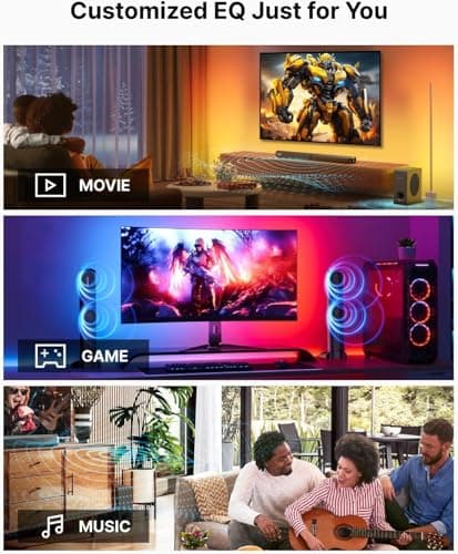 ULTIMEA 4.1ch Sound Bar for Smart TV with Dolby Atmos, 2-in-1 Bluetooth 5.3 Soundbar with Subwoofer, 280W Peak Power, 3 EQ Modes TV Soundbar, Bass Adjustable, HDMI eARC, Apollo S60, 2025 Upgraded