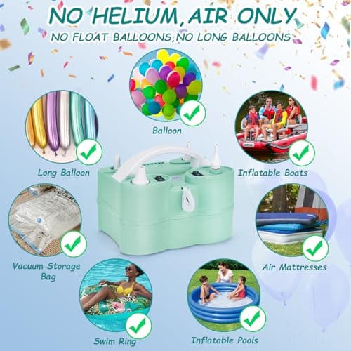AGPtEK 3-in-1 Air Pump for Inflatables and Balloon Electric Air Balloon Pump 600W for Latex 260Q Foil Balloons with Hose Extension Quick-Fill Inflator Deflator for Air Mattress, Compression Bag