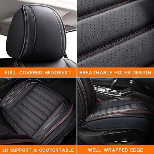 Car Seat Covers for Cars, Faux Leather Seat Covers for Cars SUV Super Breathable Universal Automotive Seat Covers Fit for Most Sedans Balck Brown