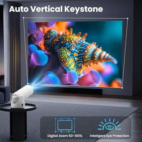 Mini Projector with WiFi & Bluetooth,2025 Upgraded Fireproof 1080P Supported 300Lumen Portable Projector for Camping Gaming,200" Display Phone Projector for iPhone/Android/TV Stick