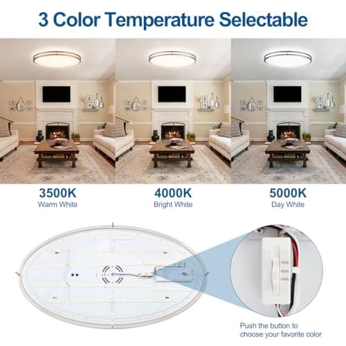 DAKASON 32In Oval LED Flush Mount Light for Kitchen/Living Room, 50W Large LED Ceiling Light Fixture, 3500K/4000K/5000K Adjustable, Dimmable for Dining Room/Bedroom