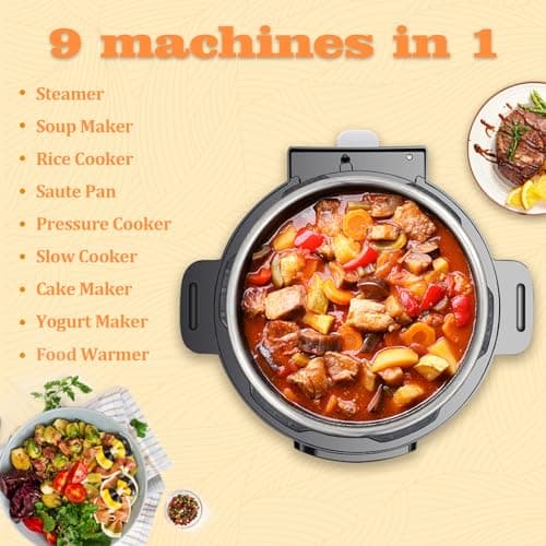 Fullwill Electric Pressure Cooker 6QT Dual Pots, 12 in 1 MultiFunction Cooker with 304 Stainless Steel & Ceramic Pots, Pressure Cook, Soup, Porridge, Yogurt, Meat Stew, Rice, Poultry, Beans and More