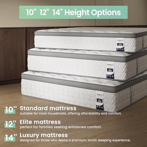King Mattress 12 Inch, 5-Zone Deep Sleep Firm Mattress with Extra Lumbar & Shoulder Support, Hotel Collection Hybrid Mattresses Pain Relief - Fiberglass Free & No Odor - 365 Night Trial