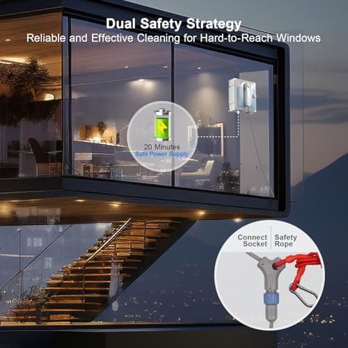 Auto Window Cleaning Robot W9 with 4 Water Spray, Upgraded 3 Pressure Compartments, 3800Pa Suction Power, Anti-Falling and Edge Detection Sensors, for High-Rise Windows, Tiles and Glass