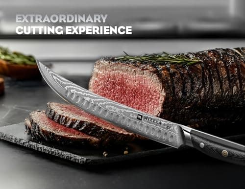 Carving Knife-10 Real Damascus Breaking Knife,Razor Sharp Butcher knife Curved Scimitar Brisket Knife for Meating Cutting with G10 Handle