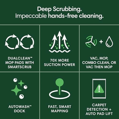 iRobot Roomba Plus 405 (G181) Combo Robot Vacuum & Mop with AutoWash Dock - Amazon Exclusive, Dual Spinning Mop Pads, Self-Empties for 75 Days, Intense Suction, Pad Washing & Drying, Pad-Lift, LiDAR