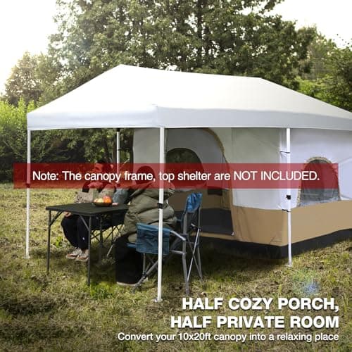 REDCAMP Canopy Camping Tent for Pop Up Canopy Tent, Inner Tent Converts Straight Leg 10'x10' or 10'x20' Canopy into Camping Tent, Fits 4-6 Person(Frame/Shelter NOT Included)