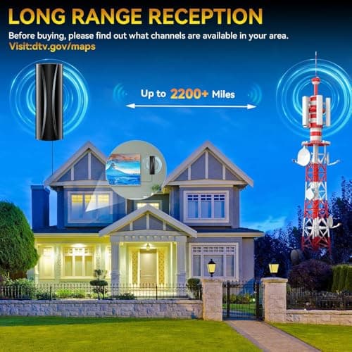2200+ Miles Range TV Antenna, Strongest Digital TV Antenna Indoor with Amplifier Signal Booster, Portable HDTV Antennas for Smart Tv and Old TVs for Local Channels-38ft Coax Cable-Support 8K 4K 1080p