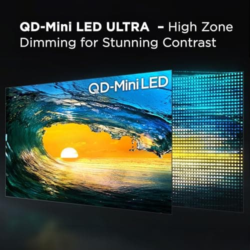 TCL 75-Inch QM85 QLED 4K Smart QD-Mini LED TV with Google TV (75QM851G, 2024 Model) Dolby Vision IQ HDR, Dolby Atmos, Game Accelerator up to 240Hz, Voice Remote, Works with Alexa, Streaming Television