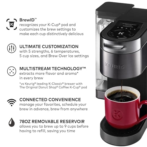 Keurig K-Supreme Plus SMART Coffee Maker, Single Serve K-Cup Pod Coffee Brewer, BREWID and MultiStream Technology, 78 Oz, Black