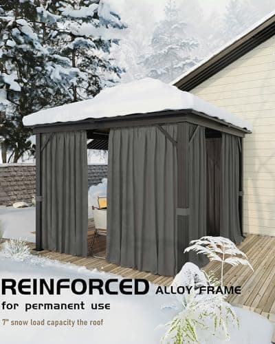 10 ft x10 ft Hardtop Gazebo for All Weather, with Double Metal Roof, Aluminum Alloy Frame, Net, and Curtain, Heavy Duty Building for Patio, Deck, Backyard, Lawn, and Garden, Gray