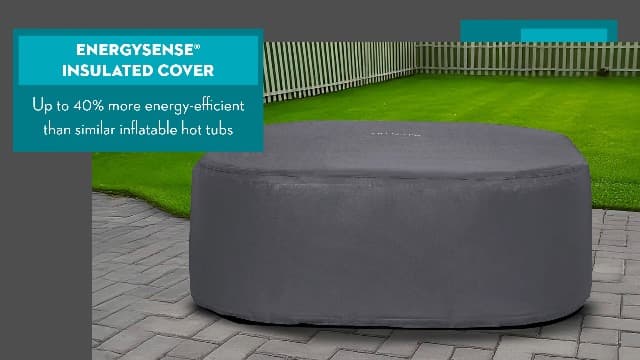Bestway SaluSpa Hawaii AirJet 4 to 6 Person Inflatable Hot Tub Square Portable Outdoor Spa with 140 AirJets and EnergySense Energy Saving Cover, Blue