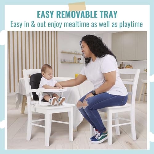Dream On Me Munch N Go Booster Seat for Dining Table, Lightweight Compact Fold Travel Booster Seat, 3-in-1 Convertible, Four Level Height Adjustment and Easy Tray Removal