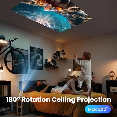 Mini Projector with WiFi & Bluetooth,2025 Upgraded Fireproof 1080P Supported 300Lumen Portable Projector for Camping Gaming,200" Display Phone Projector for iPhone/Android/TV Stick