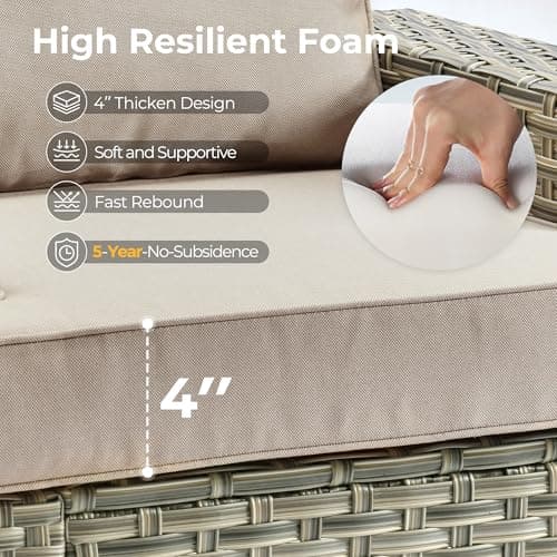 HOOOWOOO Outdoor Sectional Patio Furniture Set,9 Pieces Wicker Conversation Sets L Shaped Couch,Extra Deep Out Door Sofa Outside Furniture with Rocking Chairs,Beige